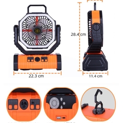 Quạt tích điện đa năng kết hợp đèn chiếu sáng, dung lượng pin 20000mAh sạc điện thoại USB có điều khiển từ xa