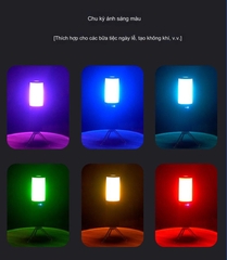 Đèn trang trí dây đèn di động dài 15 mét với đèn LED, dùng để trang trí lều cắm trại làm sáng không gian ngoài trời