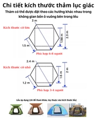Thảm lục giác chống ẩm chống bẩn vải Oxford thảm lều cắm trại dã ngoại phù hợp ngoài trời nót đáy lều hoặc nằm nghỉ ngơi