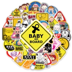50 tấm dán Sticker Baby cảnh báo không thấm nước dán laptop, điện thoại, nón bảo hiểm, xe, điện thoại, vali...