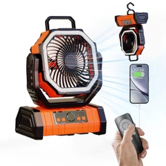 Quạt tích điện đa năng kết hợp đèn chiếu sáng, dung lượng pin 20000mAh sạc điện thoại USB có điều khiển từ xa