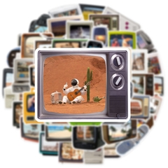 50 tấm dán Sticker Nghệ Thuật Retro Tivi Máy Tính không thấm nước dán laptop, điện thoại, nón bảo hiểm, xe, điện thoại