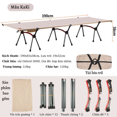 Giường gấp siêu gọn nhẹ, siêu bền hợp kim nhôm, giường gấp gọn có túi đựng, giường cắm trại văn phòng