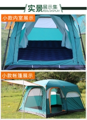 Lều cắm trại, du lịch 2 phòng ngủ không gian lớn chống nước chống gió 4-6 người