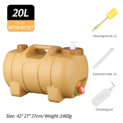 Bình Nước Trong Suốt 5L/7L/10L/15L/20L/24L Can Đựng Nước Cắm Trại Dã Ngoại Kèm Vòi Dự Phòng + Nắp Đậy + Ống Nối Dài + Cọ Bình