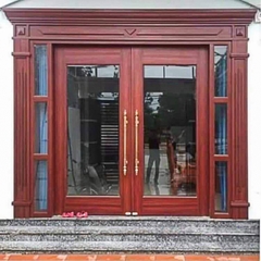 Cửa thép vân gỗ 2 cánh kính