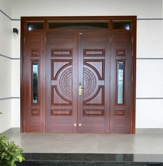 Cửa thép vân gỗ 4 cánh huỳnh trống đồng