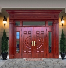 Cửa thép vân gỗ 4 cánh huỳnh hoa cúc Phào Luxury