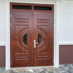 Cửa thép vân gỗ 2 cánh bán nguyệt