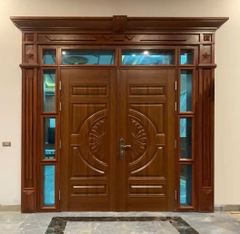 Cửa thép 2 cánh huỳnh kết hợp vách kính
