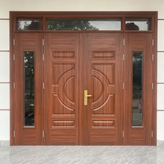 Cửa thép vân gỗ 4 cánh huỳnh bán nguyệt