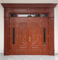 Cửa thép vân gỗ 4 cánh huỳnh hoa cúc