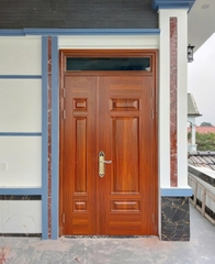 Cửa thép vân gỗ 2 cánh lệch