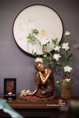 Tranh hoa sen tròn trắng