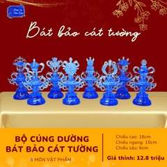 Bộ Bát Bảo Cát Tường Lưu Ly - 8 biểu tượng cát tường (3 màu)
