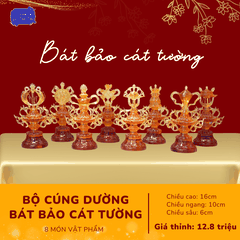 Bộ Bát Bảo Cát Tường Lưu Ly - 8 biểu tượng cát tường (3 màu)