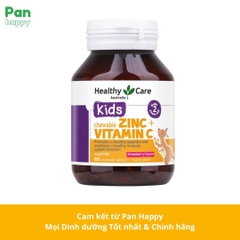 Healthy Care Kẽm, vitamin C ăn ngon, tăng đề kháng Trẻ em vị Dâu 60 viên nhai