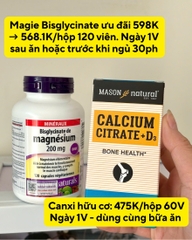 Combo Canxi Citrate D3 + Magie Bisglycinate 120V