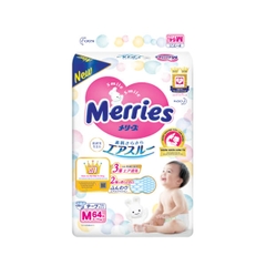 Bỉm tã dán Merries size M 64 miếng (6-11kg)
