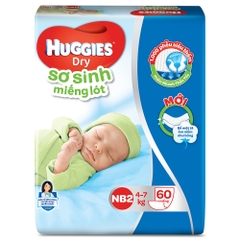 Miếng lót sơ sinh Huggies NB2 - 60 miếng (Cho bé 4 - 7kg)