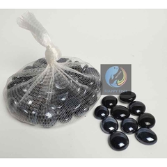 Sỏi Đen Bóng Trang Trí Bể Cá túi 320g (~70 viên)- Sỏi thuỷ tinh màu đen trang trí hồ cá (HÀNG CTY)