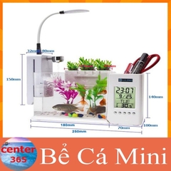 BỂ CÁ MINI KIÊM ĐỒNG HỒ ĐỂ BÀN SIÊU DỄ THƯƠNG JENECA TG-03 (CÓ TẶNG KÈM ĐÁ VÀ CÂY CẢNH)
