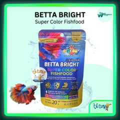 Thức ăn Betta Bright Super Color OKIKO 20g, Chuyên lên màu cho cá Betta & các loại cá cảnh(Hàng Cty)