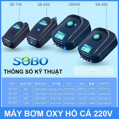 Máy bơm oxy hồ cá 220V 8W 12L SOBO SB-948