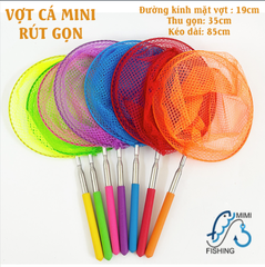 Vợt Cá Tròn Cán Rút Đủ Màu 20cm | Vợt Cá Mini Rút Gọn - Cán dễ dàng tăng chỉnh độ dài (Hàng Công Ty)