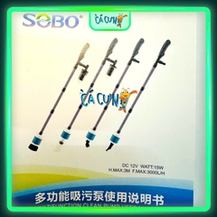 Máy Hút Vệ Sinh Hồ Cá Sobo DC 12V Chống Giật Điều Chỉnh Lưu Lượng BO-078 & BO-028 BO-058 (Hàng CTY))
