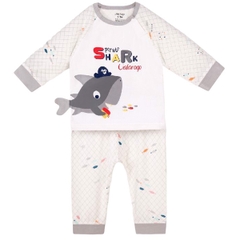 Đồ bộ dài Uala họa tiết Cá 2046 6-9M - Xám