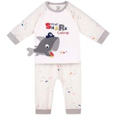 Đồ bộ dài Uala họa tiết Cá 2046 9-12M - Xám