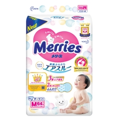 Bỉm - Tã dán Merries size M 64 miếng (6-11kg)