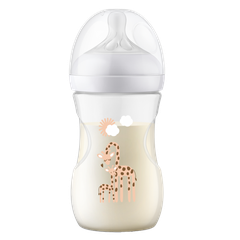 Bình sữa Avent 260ml họa tiết hươu cao cổ kèm núm 1M+