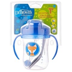 Bình tập uống Dr Brown's 360 độ 270ml - Xanh