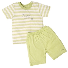 Bộ Nous 18-24M cài vai Nous cộc kẻ xanh lá