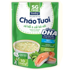 Cháo tươi baby SG Food cá hồi cải bó xôi cho bé từ 10 tháng tuổi 240g