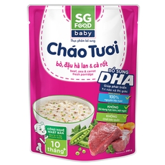 Cháo tươi baby SG Food bò đậu hà lan cà rốt cho bé từ 10 tháng tuổi 240g