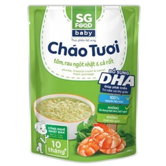 Cháo tươi baby SG Food tôm rau ngót cà rốt cho bé từ 10 tháng tuổi 240g