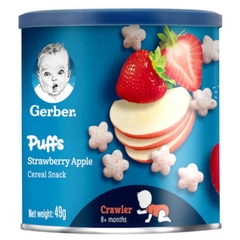 Bánh ăn dặm Gerber Puffs táo, dâu 8M+
