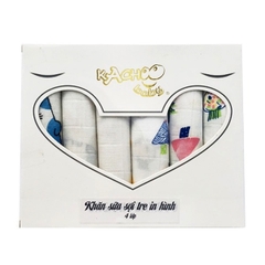 Khăn sữa sợi tre 4 lớp hộp giấy Kachoo Baby 30x30cm