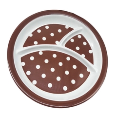 Khay ăn 3 ngăn KBN cho bé họa tiết chấm bi - Nâu