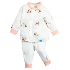Bộ QA cài giữa dài tay Bamboo Mompa 66MP302 6-9M - Trắng