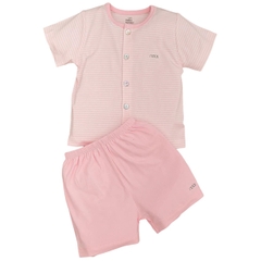 Bộ Nous 9-12M cài thẳng cộc Petit kẻ hai hồng