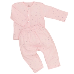 Bộ Nous 6-9M cài thẳng dài xô Wrinkle hoạ tiết sao hồng