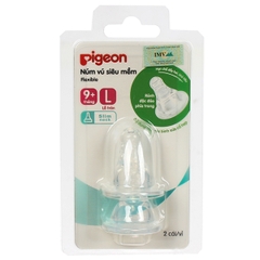 Núm ty thay thế bình sữa Pigeon cổ hẹp size L (9M+, lỗ tròn)