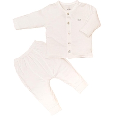 Bộ Nous 6-9M cài thẳng dài Petit trắng