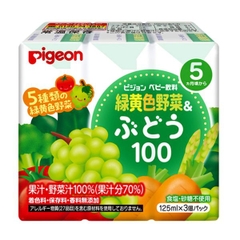 Nước ép Pigeon vị nho và rau xanh cho bé từ 5 tháng tuổi 125ml x 3 hộp