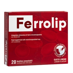 Sắt sinh học Ferrolip cho bà bầu và người thiếu máu (Hộp 20 gói)