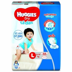 Bỉm - Tã dán Huggies size L 68 miếng (9-14kg) - (giao bao bì ngẫu nhiên)